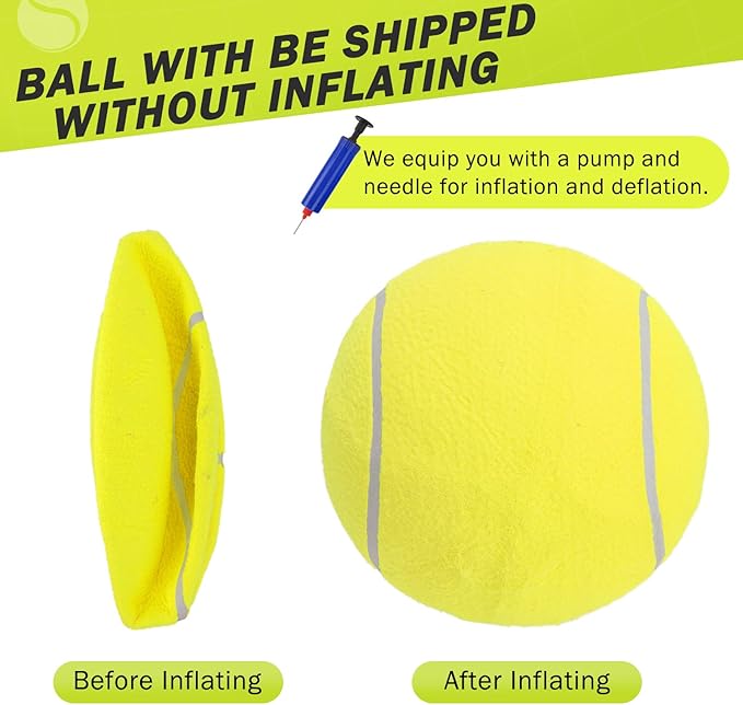 SCENEREAL Large Tennis Ball for Dogs, 9.5" Inflatable Dog Toy Balls for Large Medium Small Dogs Puppies, Funny Interactive Sports Ball for Indoor Outdoor Training Playing