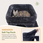 Globlazer Cat Tower for Indoor Cats, 52in Multi-Level Heavy Duty Cat Tower with 4 Scratching Posts, Ladder, Sturdy Cat Tree with 3 Cat Condos for Adult Cats Kittens, Hanging Basket, F52B, Dark Grey