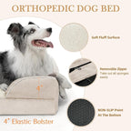 Comfort Expression Large Dog Beds Waterproof Orthopedic Foam Dog Sofa Beds Comfy Pet Bed with Washable Removable Cover & Non-Slip Bottom(Large,Beige)