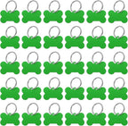 MECCANIXITY Bone Shaped Dog Tag Pet ID Tags, 38mmx25mm/1.5" x1 Metal Green Blank Dog Tags Cat Tags with Ring for Dog Cat, Pendant Crafts, Pack of 30