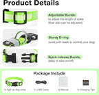 PCEoTllar Light Up Collar - Rechargeable LED Dog Collar with Automatic 7-Color Changes, Water Resistant, High Visibility, Bright Glow (Green, S)