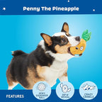 Barkbox Dog Toy 2 in 1 Interactive Plush Exterior with Squeaker & Crinkle Material, Tearable Dog Toy with Squeaky Spikey Ball Inside, Ideal for Toy Destroyers - Penny The Pineapple, Small
