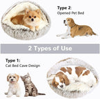 Calming Cat Beds, Fluffy Plush Round Cat Cave Washable, Cozy Warming Anti-Slip Small Dog Bed for Puppy and Kitten, Soft Anti Anxiety Pet Nest (20×20 inch, Coffee)