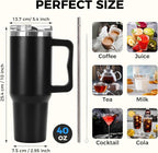40 oz Tumbler with Handle and Straw Lid Insulated Cup Stainless Steel Water Bottle Travel Mug Gifts for Women Men Kids Trek Collection Black-1 Pc