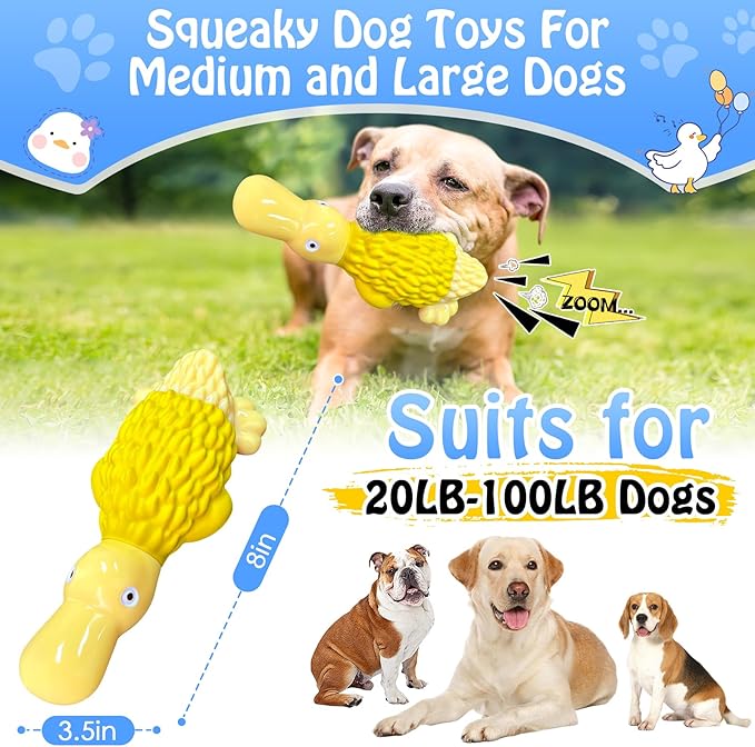 Dog Toys for Aggressive Chewers: Tough Dog Chew Toys-Large Squeaky Dog Toys for All Breed Sizes to Keep Them Busy (Yellow)