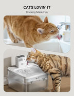 DownyPaws Battery Operated Cat Water Fountain, 84oz/2.5L Fursink Wireless Pet Water Fountain for Cats Inside, Automatic Dog Water Dispenser with Motion Sensor, Ultra Quiet Pump, BPA-Free, White