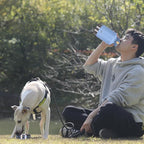 GiNT 37oz Insulated Stainless Steel Dog & Human Water Bottle, All-in-1 Travel Dispenser with Detachable Bowls & Carrying Case, Leak-Proof Pet Canteen for Walking, Hiking, Camping, Car (Blue)