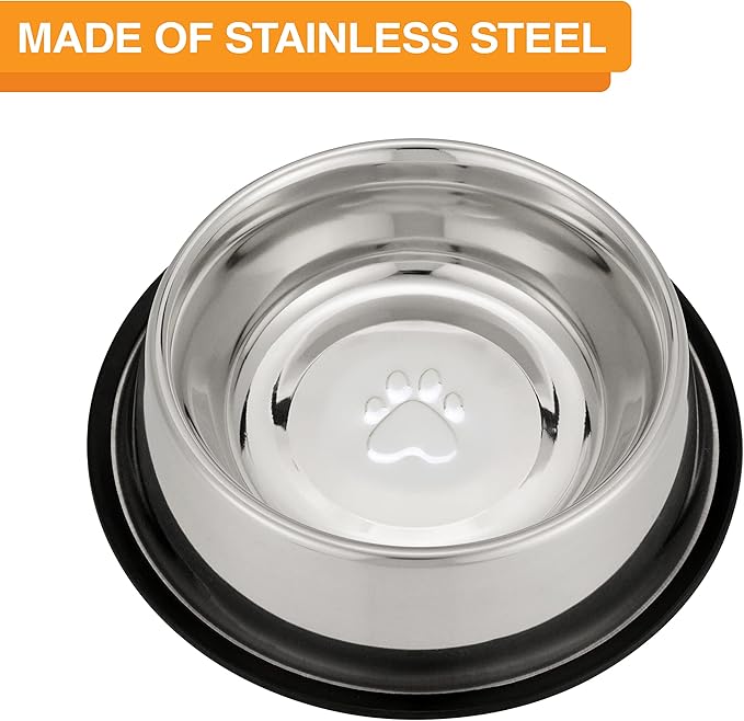 Neater Pet Brands - Stainless Steel No-Skid & Non-Tip Dog Bowl for Food or Water (64 oz, Stainless Steel)