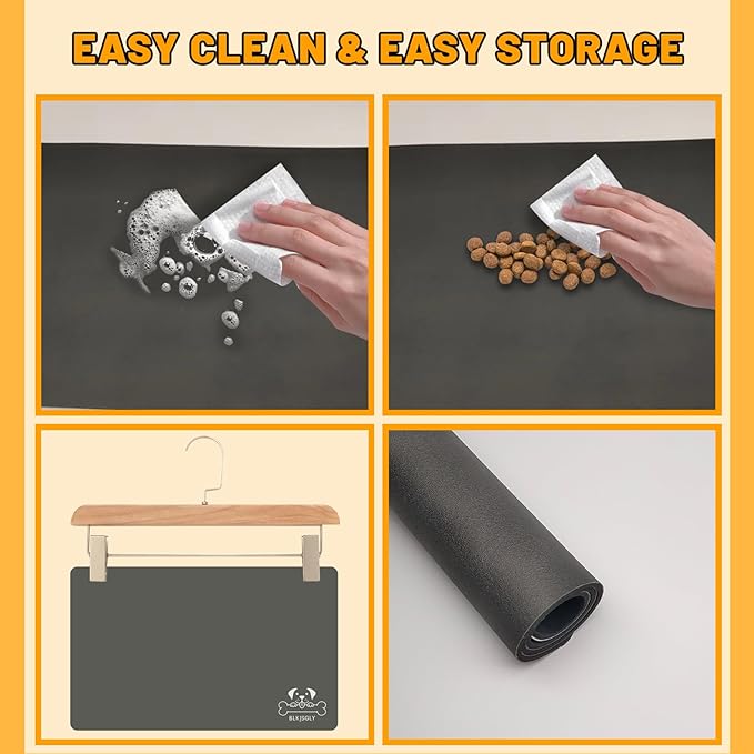 18"×30" Dark Grey Absorbent Dog Mat for Food and Water Bowl- Quick Dry Durable Feeding Mat for Dog and Cat Easy Cleaning Pet Supplies for Messy Pets