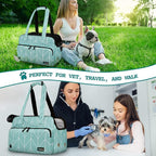 PetAmi Small Dog Purse Carrier, Soft-Sided Pet Carrier Bag with Pockets, Portable Puppy Cat Travel Handbag Tote, Airline Approved Breathable Mesh, Poop Bag Dispenser, Max 18 lbs, Chevron Teal