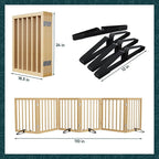 Semiocthome Bamboo Dog Gates for The House Extra Wide, 6-Panel Freestanding Pet Gates with 4PCS Metal Stands for Doorways and Stairs, 24“H Foldable Dog Fences Indoor, Expands Up to 9(ft) /110" (W)