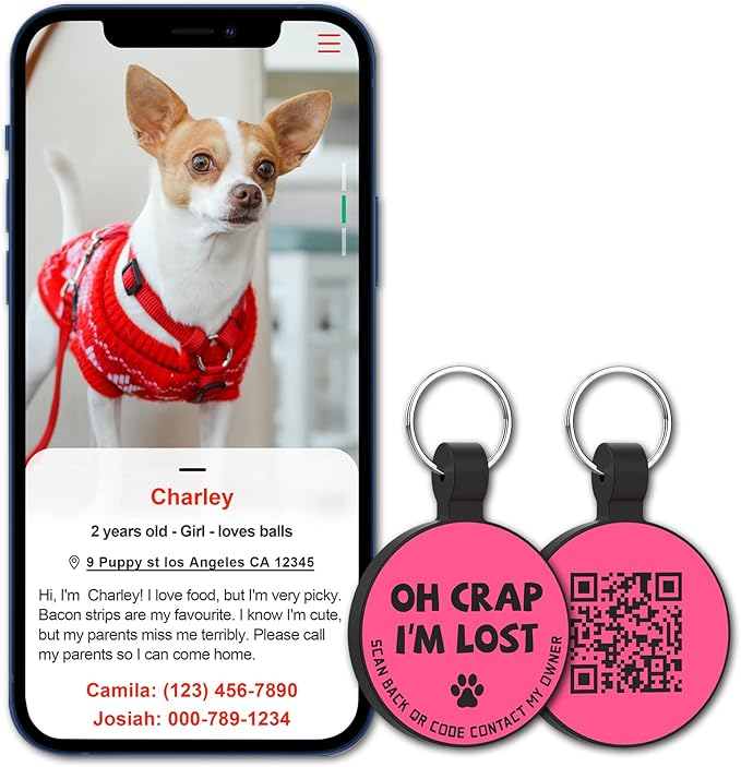 MYLUCKYTAG Silent Silicone QR Code Dog Tags - Scan QR for Instant Pet Location Alerts