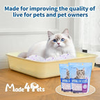 Made4Pets Cat Litter Crystals, Non Clumping Cat Litter Odor Control Kitty Litter Non Clumping No scooping Low Dust, Low Tracking, Lightweight, Dehydrates Waste, Lavender – 17.2 lbs (4 x 4.3 lb Packs)