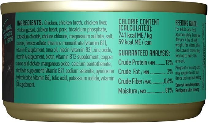 Tiki Cat After Dark, Chicken & Pork, High-Protein and 100% Non-GMO Ingredients, Wet Cat Food for Adult Cats, 2.8 oz. Cans (Pack of 12)