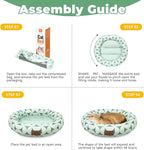 Cat Bed, 20In Dog Beds for Small Dogs, Calming Cat & Dog Beds for Indoor Pets, Pet Beds Comfortable Donut Round Ultra Soft (Green Pattern, 20.0" L x 20.0" W x 6.5" Th)