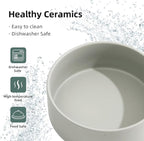 Ceramic Raised Dog and Cat Bowl Set, 2 Heights Elevated Stand, Food and Water Bowl for Small Breed Dogs, Cats, Kitty, Weighted Dog Dishes, Pet Bowls(5.1'',13.5oz, Grey)