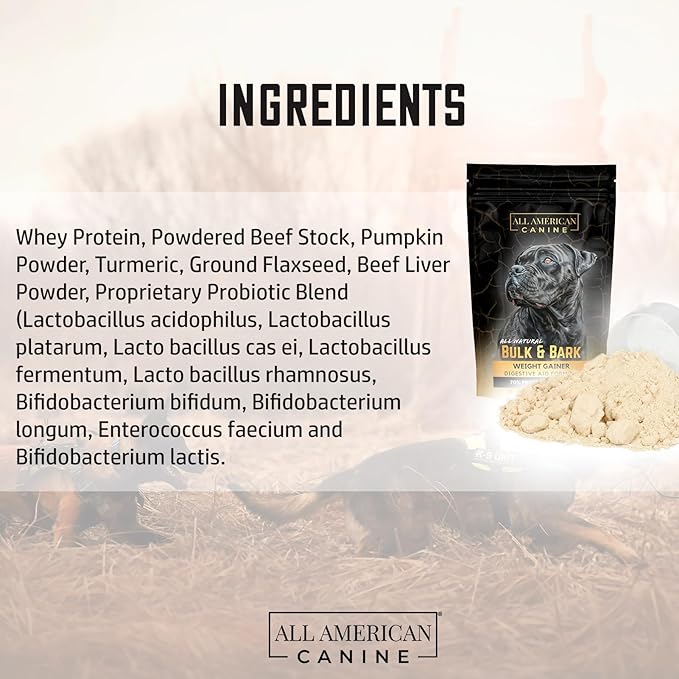 Dog Weight Gainer + Digestive Aid Formula, Natural Health Supplement Food Topper, Weight Gain Supplements for Dogs, & Dog Muscle Builder - 60 Servings