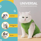 Avont Cat Recovery Suit - Kitten Onesie for Cats After Surgery, Cone of Shame Alternative Surgical Spay Suit for Female Cat, Post-Surgery or Skin Diseases Protection -Green(M)