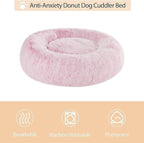 WNPETHOME Calming Dog Bed for Large Dogs, Anti-Anxiety Donut Pet Bed, Fluffy Faux Fur Plush Pet Beds，Warming Cozy Soft Round Lagre Dog Bed for Large Jumbo Dogs, Cat Cuddler Cushion Bed
