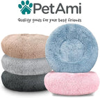 PetAmi Calming Dog Bed for Small Medium Dog Cat, Round Donut Dog Bed Washable, Fluffy Faux Fur Plush Cuddler Pet Kitten Cushion Bed, Anti-Slip, Fits up to 45 lbs, 30 inch, Pink