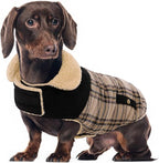 Winter Coat for Medium Dogs, Dog Plaid Jacket, Pets Coat for Cold Weather, Windproof Warm Garments, Pet Thickened Outfits Indoor Outdoor, Beige M