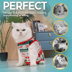 Avont Cat Recovery Suit - Kitten Onesie for Cats After Surgery, Cone of Shame Alternative Surgical Spay Suit for Female Cat, Post-Surgery or Skin Diseases Protection -Christmas(M)