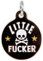 Personalized QR Code Dog Tags - Choose from 25+ Tag Designs - QR Code Links to Your Profile - Unique, Cute, Funny, Sassy Pet ID Tag (Little F*cker, Large (1.25 inch))