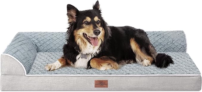 Comfort Expression Orthopedic Dog Bed for Large Dogs, Waterproof Dogs Beds with Bolsters, Large Dog Bed with Removable Washable Cover & Non-Skid Bottom(Grey)