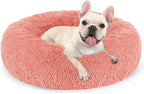 rabbitgoo Calming Dog Bed for Small Medium Dog, 27 inches Pet Bed Machine Washable, Non-Slip Round Fluffy Plush Faux Fur Dog Bed, Soft Donut Cuddler Cushion for Small Dog, Pink