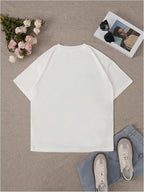 Floerns Women's Graphic Short Sleeve T Shirts Y2k Round Neck Streetwear Tee Shirts