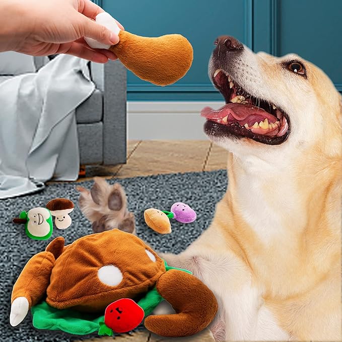 Hide and Seek Dog Toys, Turkey Squeaky Interactive Puzzle Dog Toys for Boredom and Stimulation, Dog Enrichment Toys for Small and Medium Dogs