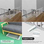 ZJSF Freestanding Indoor Dog Gate for House Foldable Wood Puppy Gate for Doorways Pet Gate for Stairs Extra Wide Pet Fence, Grey, 24" Height 6 Panels