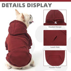 KOOLTAIL Basic Dog Hoodie - Soft and Warm Dog Hoodie Sweater with Leash Hole and Pocket, Dog Winter Coat, Cold Weather Clothes Sweatshirt for Small Medium Large Dogs Puppy Cat Boys Girls Deep Red M