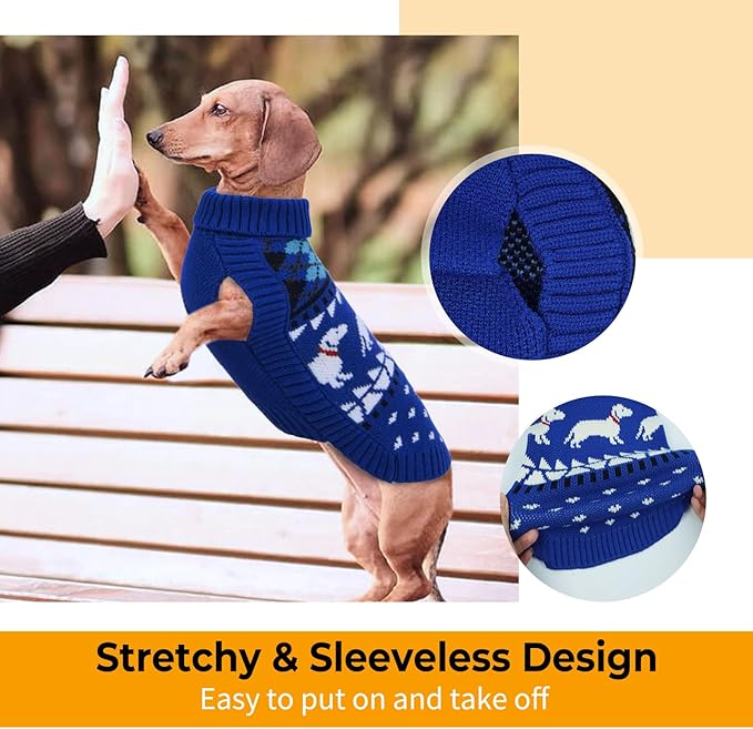 Leletail Dachshund Sweater, Turtleneck Dog Sweaters for Small Dogs, Warm Pullover Knitted Pet Coat, Cold Weather Dachshund Clothes, Fall/Winter Cozy Outfit (XS-XL)