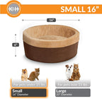 K&H Pet Products Thermo-Kitty Bed Heated Cat Bed for Indoor Cats , Electric Warming Bed for Cats and Small Dogs, Washable Thermal Plush Calming Round Pet Bed - Small 16" Mocha/Tan