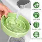 TRUVIC Ceramic Slow Feeder Dog Bowls Small Breed, 0.6 Cup Slow Feeder Cat Bowls for Fast Eaters, Ceramic Dog Food Dish no Black Chin, Puzzle Bowl for Small Dogs and Cats, Green