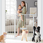 37 Inch Tall Baby Gate with Small Cat Door, Adjustable 29.55" and 46.06", Auto Close Safety Child Gate for Stairs, Doorway, House, Pressure Mounted