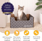 HIDE & SCRATCH Cat Scratcher Box and Cat Bed with Refillable Double-Sided Cardboard Scratch Pad for Indoor Cats