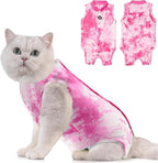 Avont Cat Recovery Suit - Kitten Onesie for Cats After Surgery, Cone of Shame Alternative Surgical Spay Suit for Female Cat, Post-Surgery or Skin Diseases Protection -Tie-dye Pink(S)