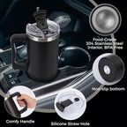 40 oz Tumbler with Handle and Straw Lid Insulated Cup Stainless Steel Water Bottle Travel Mug Gifts for Women Men Kids Trek Collection Black-1 Pc