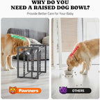 Elevated Dog Bowls for Medium Breed: 4 Height Adjustable Raised Dog Bowl Feeder Station with 2 Stainless Steel Bowls, Grey