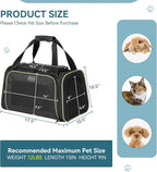 PETSFIT Pet Carrier Airline Approved with Extendable Mat, Dog Carriers for Small Dogs, TSA Approved Pet Carrier, Puppy Carrier for Small and Medium Cats Under 12 Lbs, Black