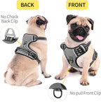 HEELE Dog Harness, No Pull Adjustable Padded Reflective Harness for Small Medium Large Dogs with Handle for Walking Training, Grey, M
