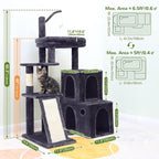Globlazer Cat Tower for Adult Indoor Cats, 50-inch Heavy Duty Cat Tree for Big Cats, Cat Tree House with Extra-Large Padded Platform, Sisal Scratching Board, 2 Large Condos, F50, Dark Grey