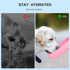 Dog Water Bottle, Travel Puppy Water Bowl, Leak Proof Portable Puppy Water Dispenser, Foldable Dog Water Bottle for for Pets Outdoor Walking, Hiking, Travel, Food Grade Plastic - 19oz Pink