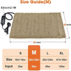 GASUR Pet Heating Pad, Waterproof Electric Dog Cat Heat Pad with Timer, Temperature Adjustable Heated Cat Bed for Winter, Auto Power-Off, Anti-bite Heated Pad for Dogs Cats -28''x20'', Medium