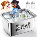 Dog Water Fountain for Large Dogs, tainless Steel 3Gallon Extra Big Pet Fountains, Dog Water Bowl Filter Automatic Dog Bowl Dispenser,Drinking Bowls for Multi Pets, Easy to Clean, Quiet Pump