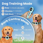 2-in-1 Shock Collar for Dogs & Dog Training Collar with Remote Control 3300FT, Dog Bark Collar with IP67 Waterproof 5 Level Sensitivity, Rechargeable E Collar for Small Medium Large Dogs - Blue