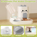 1.6L Auto Gravity Pet Feeder and 0.6L Water Dispenser Set, Automatic Cat Food and Water Dispenser, Gravity Pet Feeder for Small Medium Dog Puppy Cat Kitten (Gray)