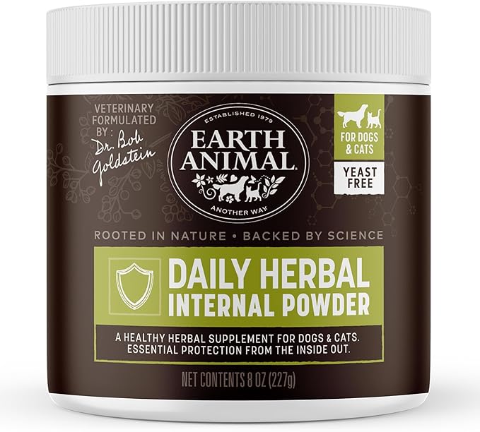 Earth Animal Apothecary Natural Flea & Tick - Daily Internal Herbal Powder Supplement for Dogs & Cats - 8 oz